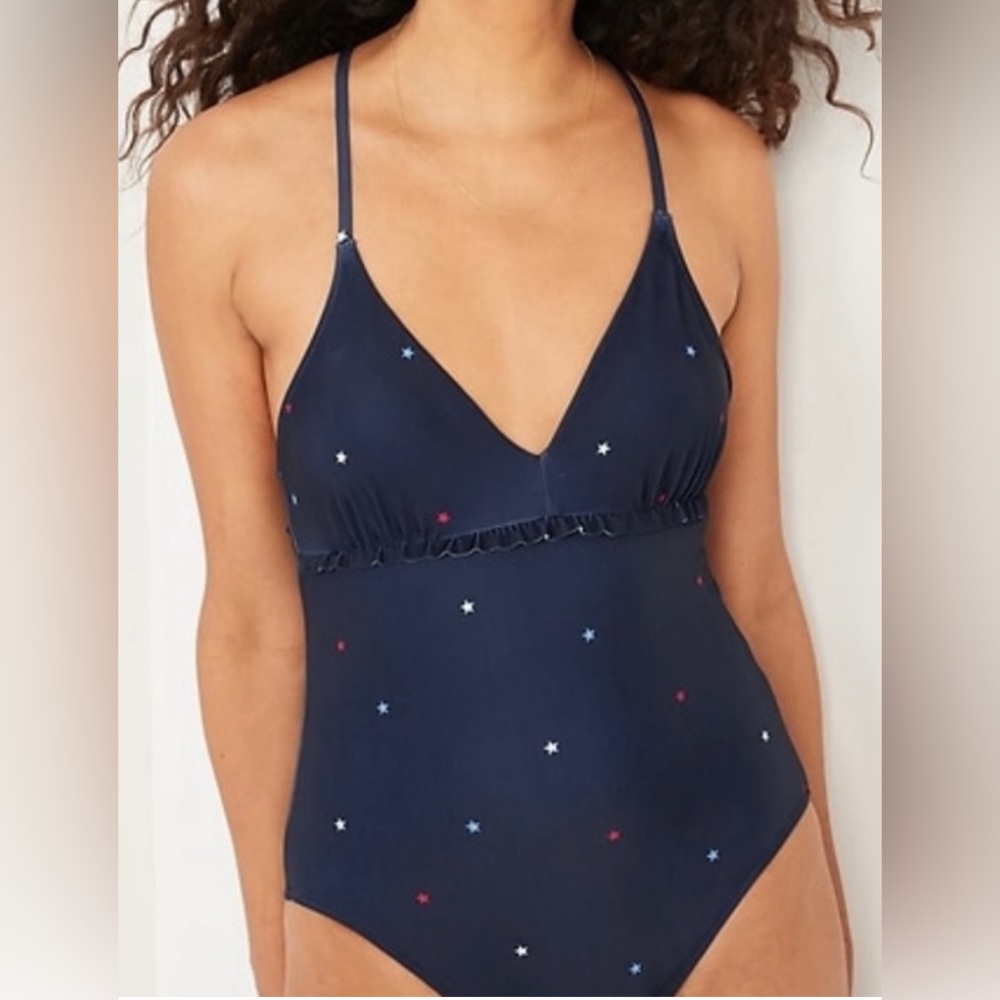 NWT Old Navy Blue Ruffle Stars One Piece Bathing Suit Size XXL